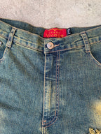 Patch Work Wide Leg Jeans