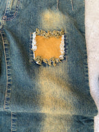 Patch Work Wide Leg Jeans