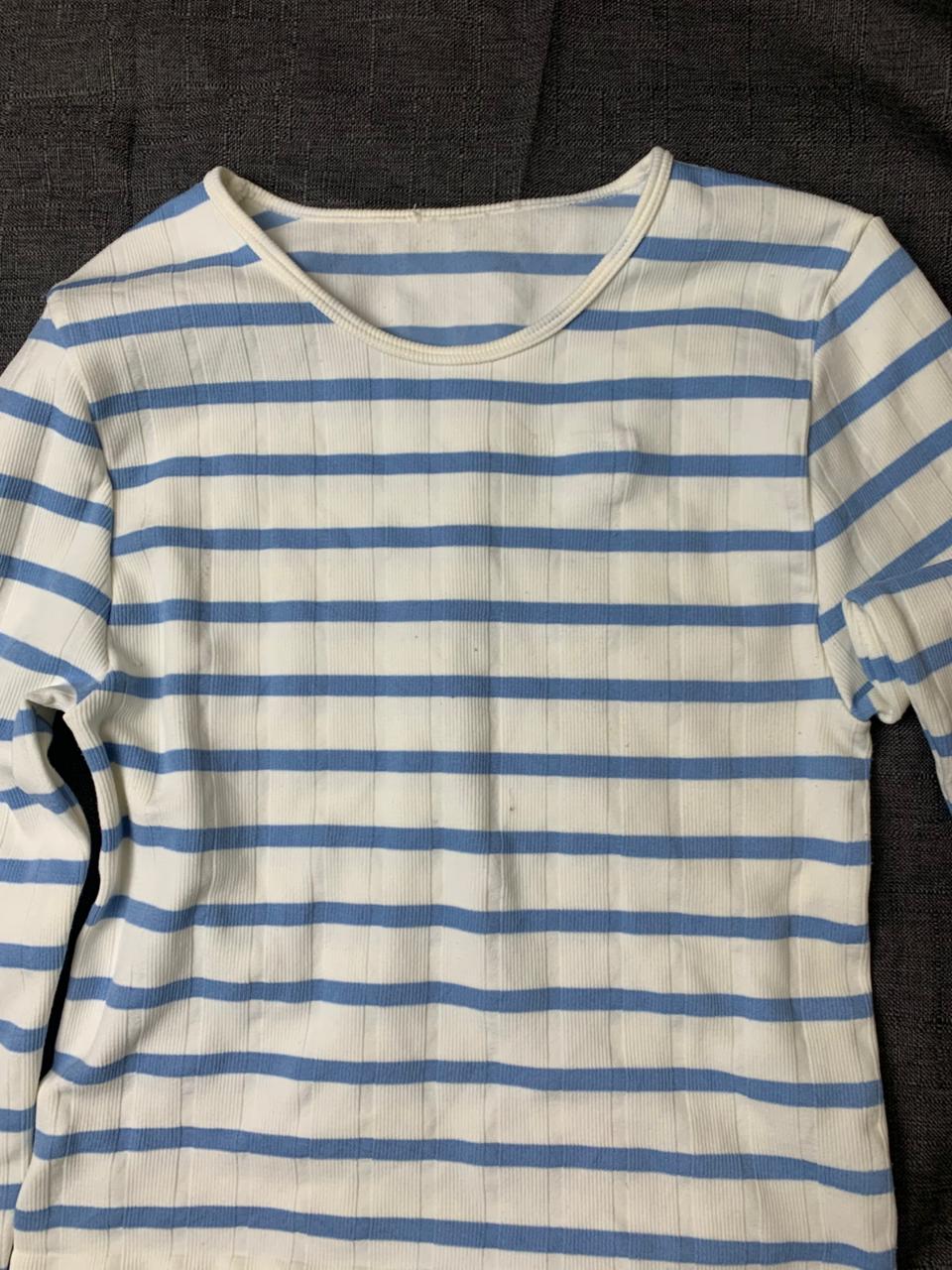 White Blue Striped crop top