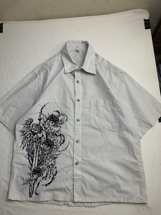 Graphic Boxy Button up
