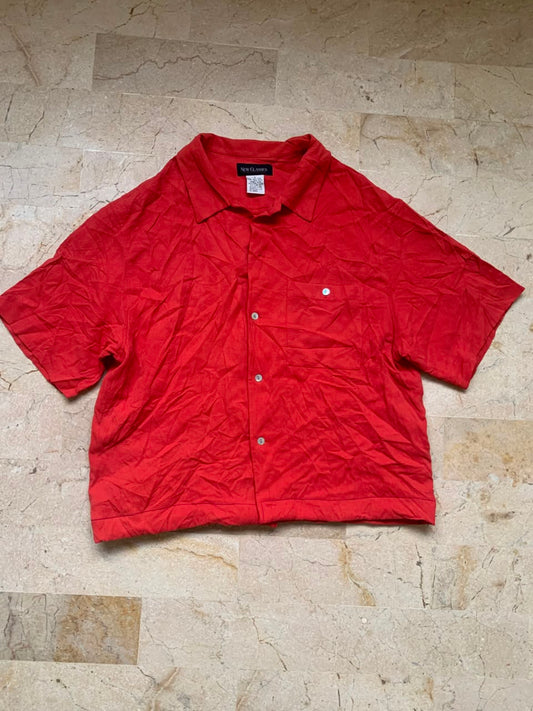 Red Boxy Button up